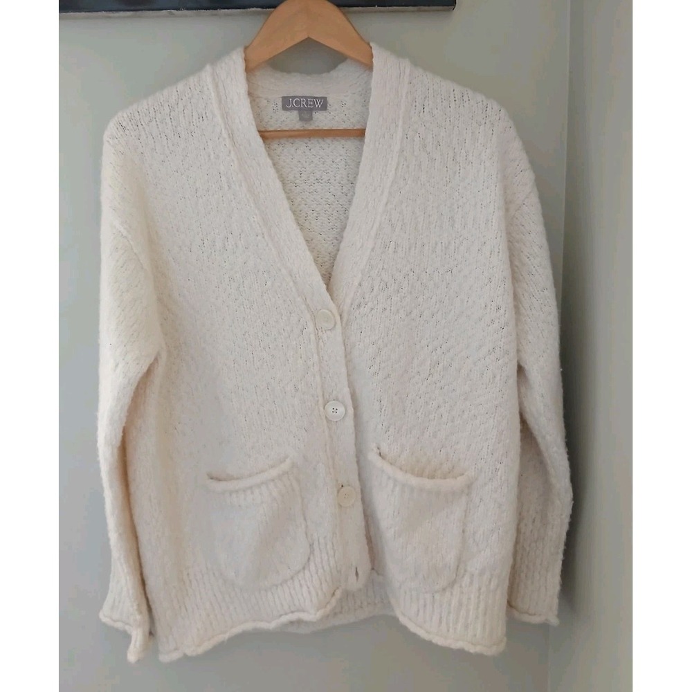 J. Crew Chunky Cardigan Sweater Size Small Fisherman Classic Cozy Soft Knit
